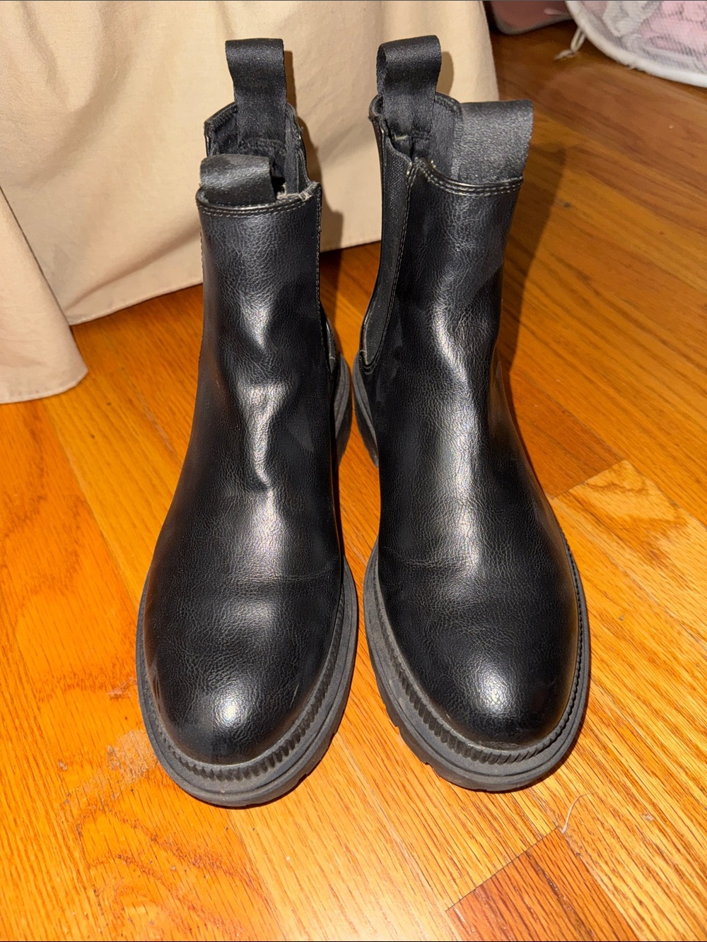 H&M Black Leather-Look Chelsea Ankle Boots